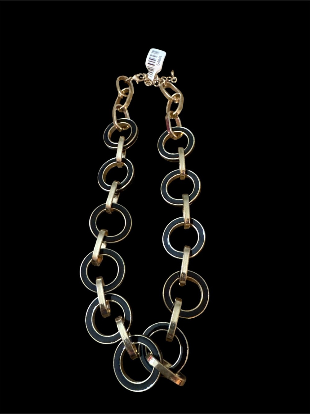 Gold and Black Link Statement Necklace - Contemporary Women Jewelry